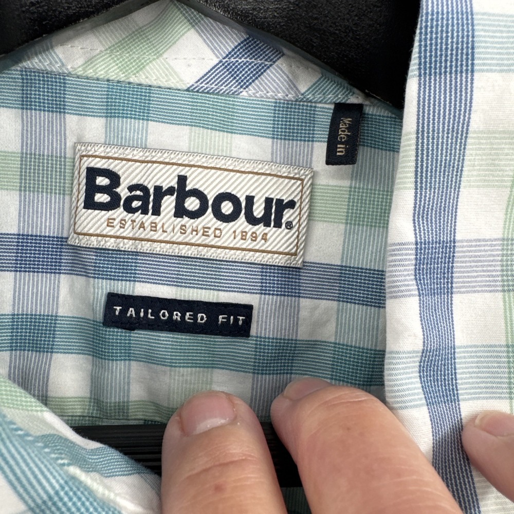 Barbour Tattersall Tailored Fit Shirt Men XL Button Up Preppy Nautical Old Money - Picture 3 of 9